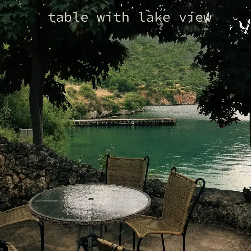 table with lake view