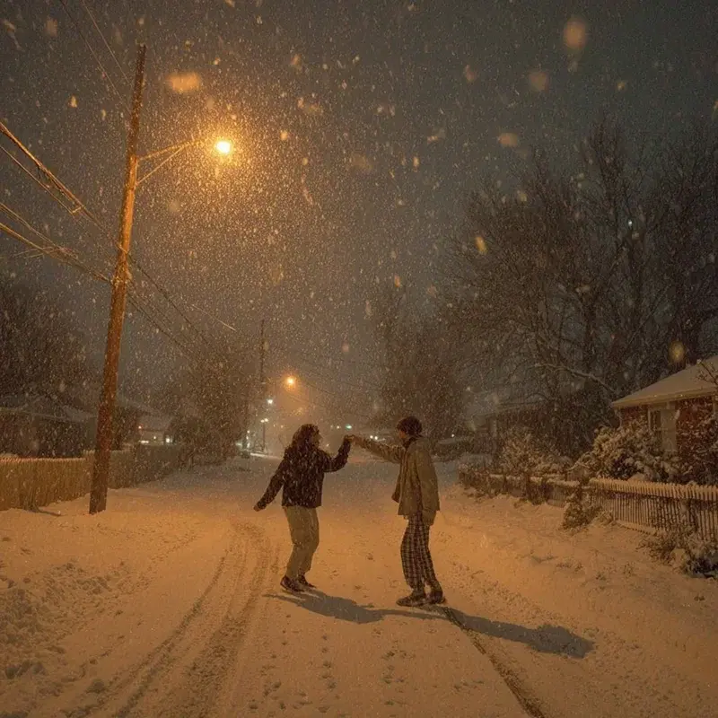 under snowfall