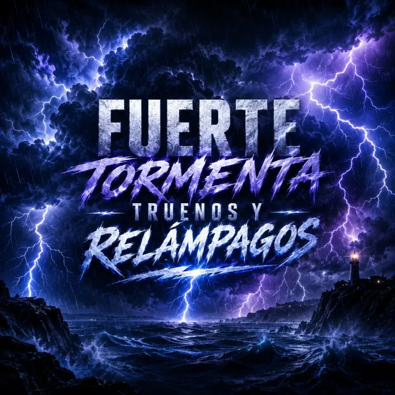 Fuerte tormenta truenos y relámpagos